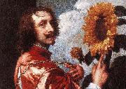 Anthony Van Dyck Self Portrait With a Sunflower showing the gold collar and medal King Charles I gave him in 1633 oil painting picture wholesale